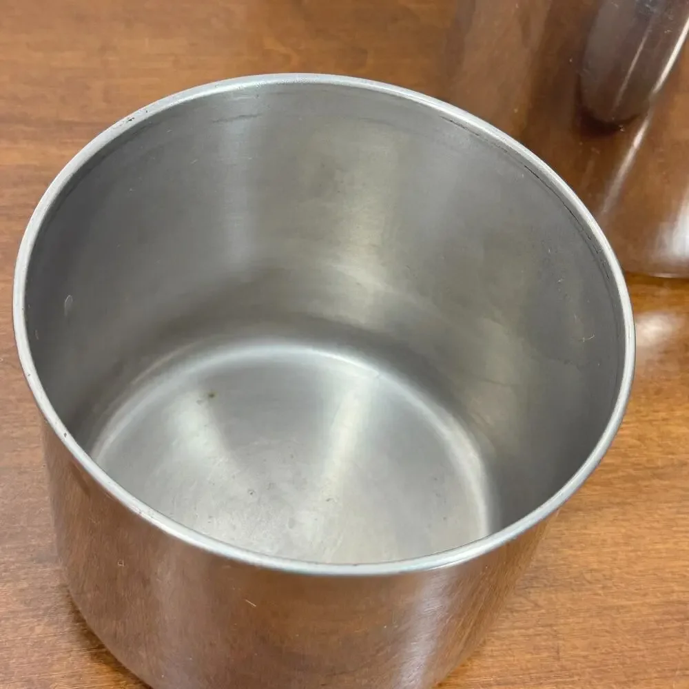 Vintage Set of 2 Revere Ware 1801 Stainless Steel Nesting Canisters